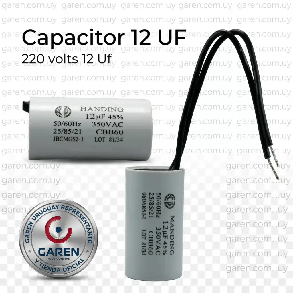 Capacitor 12 µF original Garen para motor de portón