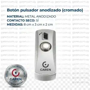Botón pulsador de salida anodizado cromado